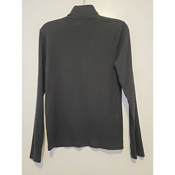 J Crew Women's Ribbed Turtleneck Black Gold Buttons On Shoulder Med Old Money - Picture 5 of 6